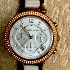 Michael Kors Rose Gold and White Watch
